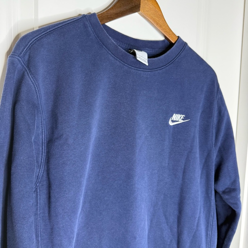 VTG Nike Men Sweatshirt White Tag Small Relax Fit Pullover Sports Gym, Navy Blue